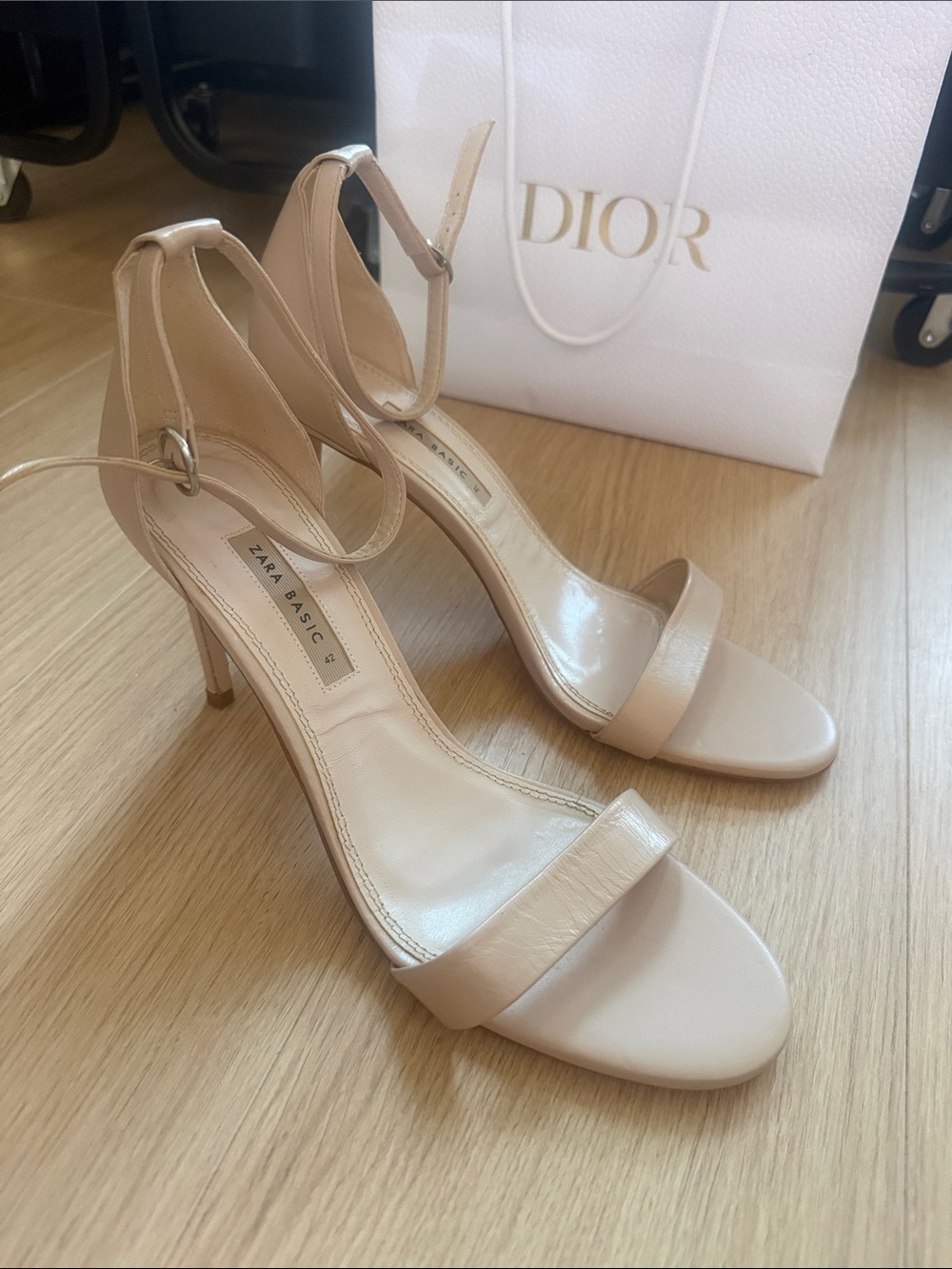 Zara Beige Ankle-Strap Stiletto Sandals sz 42